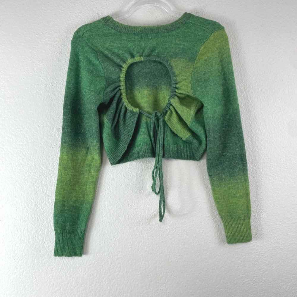 Cotton On Green Ombre Cropped Cut Out Sweater Large Fairy Grunge Goblin Indie